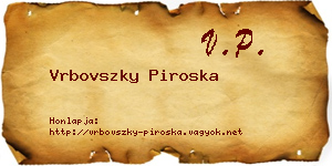 Vrbovszky Piroska névjegykártya